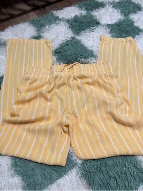 Hot Kiss Yellow & White Striped Flare Pants